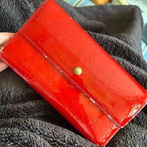 Authentic Louis Vuitton Red Vernis Leather Long Wallet